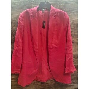 NEW EXPRESS $138 Hot Pink LINEN BLEND OVERSIZED BOYFRIEND  BLAZER SZ M MEDIUM